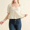 And The Why Lovely Textured and Smocked Top - CREAM
