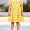 Children's Bunny Print Peter Pan Collar Dress - Yellow