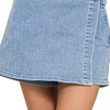 Zenana Wrap Front Skort Denim Shorts - LIGHT