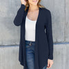 Basic Bae Full Size Open Front Long Sleeve Cardigan - Dark Blue