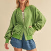 Aemi + Co Snap Down Drop Shoulder Brushed Jacket - Lime
