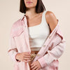 VERY J Mineral Washed Oversized Gauze Shacket - Blush