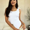 Basic Bae Full Size Square Neck Sleeveless Bodysuit - White