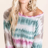 BiBi Tie Dye Print Terry Sweatshirt - JADE/FUCHSIA/TAUPE