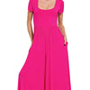 Zenana Double Layered Short Sleeve Jumpsuits - HOT PINK