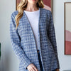 Heimish Full Size Houndstooth Tweed Open Front Blazer - Royal