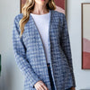 Heimish Full Size Houndstooth Tweed Open Front Blazer - Royal