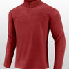 Men's Plus Size Quarter Zip Long Sleeve Sweatshirt - Deep Red