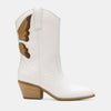 Beast Fashion Butterfly Cut Detail Point Toe Boots - White