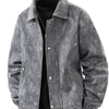 Men's Plus Size Casual Snap-Down Jacket - Dark Gray
