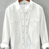 Men's Plus Size Button Up Long Sleeve Shirt - White