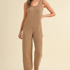 MABLE Sleeveless Knit Crop Jumpsuit with Pockets - Mocha