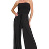 Zenana Strapless Wide Leg Smocked Jumpsuit - BLACK