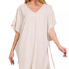 Zenana Woven Airflow Tie Side Cover Up - SAND BEIGE