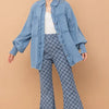 And The Why Checkerboard High Waist Bell Pants - DENIM