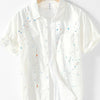 Men's Plus Size Casual Paint Splatter Short Sleeve Button-Up Shirt - White
