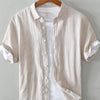 Men's Plus Size Casual Striped Short Sleeve Shirt - Khaki