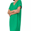 Zenana Brushed Dty Rolled Short Sleeve V-Neck Dress - K GREEN