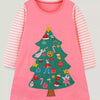 Children's Christmas Tree Long Sleeve Dress - Pink