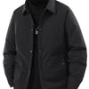 Men's Plus Size Snap Down Long Sleeve Jacket - Black