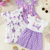 3-Piece Children's Printed Ruffle Sleeve Baby Dress - Lavender