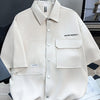 Men's Plus Size Button Up Short Sleeve Shirt - Apricot