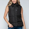 Snobbish Snap and Zip Closure Hooded Vest - Midnight/Black