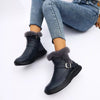 Faux Fur Buckle Boots - Dark Blue