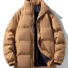 Men's Plus Size Zip Up Stand Collar Puffer Jacket - Caramel