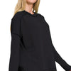 Zenana Full Size Exposed Seam Long Sleeve Corded Rib Knit Top Plus Size - BLACK