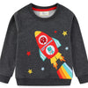 Children's Rocket Applique Crew Neck Sweatshirt - Dark Gray