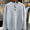 Men's Plus Size Button Detail Dropped Shoulder Sweater - Light Gray
