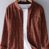 Men's Plus Size Button Up Long Sleeve Plaid Shirt - Red Wine