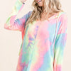 BiBi Tie Dye Terry Long Sleeve Hoodie - PASTEL TIE DYE