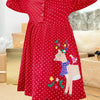 Children's Reindeer Polka Dot Button Detail Dress - Red