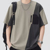 Men's Plus Size Color Block Short Sleeve T-Shirt - Khaki Green