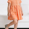 Children's Casual Ribbed Top Polka Dot Dress - Orange