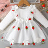 Children's Bow Decor Ruffle Trim Dress - White