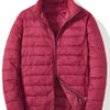 Men's Plus Size Lightweight Zip Up Puffer Jacket - Burgundy
