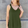 Basic Bae Full Size Lace Detail V-Neck Cutout Cami - Matcha Green