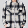 Men's Plaid Button Up Long Sleeve Shirt - White Grid