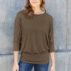 Basic Bae Full Size Round Neck Batwing Sleeve Top - Brown