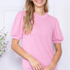 Reborn J Ribbed Round Neck Short Sleeve Top - PINK