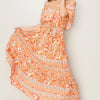 HYFVE Floral Off-Shoulder Tie Front Maxi Dress - Apricot