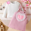 Children's Heart Decor Corduroy Overall Dress & Ribbed Top Set - Blush Pink