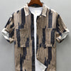Men's Plus Size Printed Button Up Short Sleeve Shirt - Coffee Color