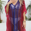 Openwork Contrast V-Neck Cover-Up - Dark Blue