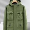Men's Plus Size Casual Multi-Pocket Zip-Up Lightweight Jacket - Army Green