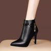 Pointed-Toe Stiletto Ankle Boots - Black
