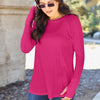 Basic Bae Full Size Round Neck Long Sleeve T-Shirt - Hot Pink